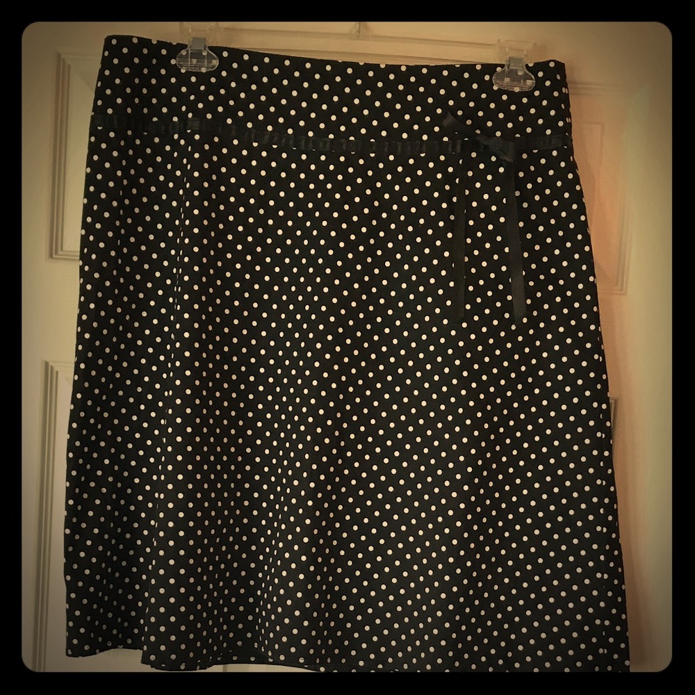 Polka Dot Stretch Cotton A-line Skirt